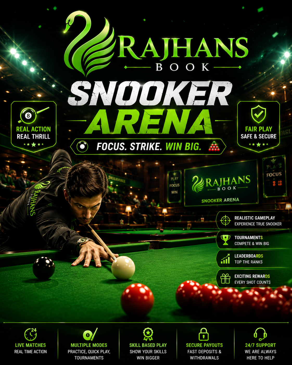 Dark snooker hall with a table under dramatic lamp light